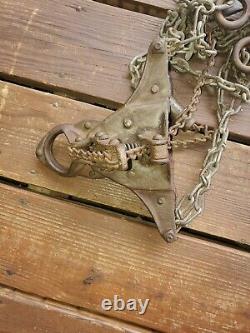 Antique Jamesway NY Cast Iron Pulley Hoist Hay Hooks Trolley Barn Farm Tool