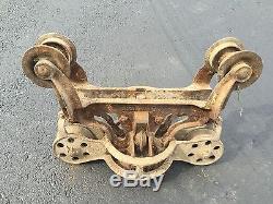 Antique KENWOOD Trolley Hay Loft Loader Pulley Cast Iron