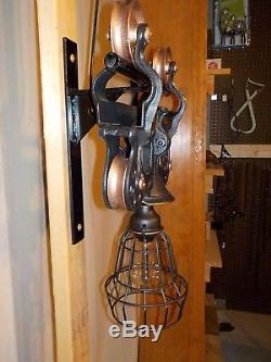 Antique LEADER Hay Trolley/ Unique hanging light or wall lamp