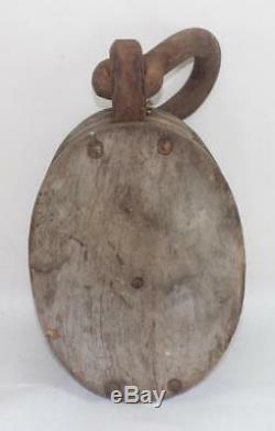 Antique Large 14 Wood Nautical Ship Block Tackle Double Pulley & Hook