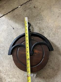 Antique Large Wooden Barn Pulley 13 10 Wheel