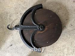 Antique Large Wooden Barn Pulley 13 10 Wheel