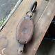 Antique Large Wooden Block & Tackle Pulleys with Forged Hooks Wester Lock Ny
