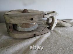 Antique Large Wooden Snatch Block Pulley
