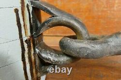 Antique Late 1800s HUGE Nautical Ships Pulley Wood & Hand Forge Iron 27 Long