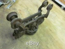 Antique Leader Cast Iron Hay Trolley Carrier Unloader with Pulley