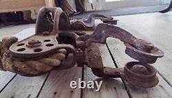 Antique Leader Rail Hay Trolley Carrier Unloader Complete with Drop Pulley