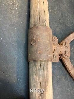 Antique Log Roller Grabber Hook Logging Tool 47in Wood Handle Farm Tool