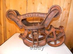 Antique Louden Senior Hay Trolley Carrier Barn Rustic Decor with Drop Pulley
