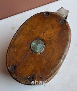 Antique Maritime LARGE 3 Pulley Merriman Brothers Block and Tackle