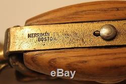 Antique Maritime Merriman Bros Block Tackle Pulley 2Tone Wood Brass Snap Shackle