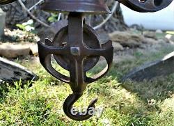 Antique Mono Rail Leader Cast Iron Hay Trolley Carrier Unloader with Drop Pulley