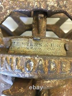 Antique Myers & Bros Cloverleaf Unloader Hay Trolley Leather Label
