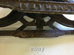 Antique Myers & Bros Cloverleaf Unloader Hay Trolley Leather Label