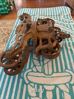 Antique Myers Bros swivel hay trolley H321 with pulley