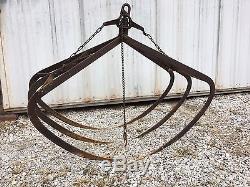 Antique Myers Hay Claw Grapple Hook 3 Tine Farm Barn Tool
