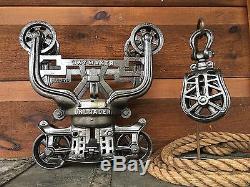Antique Myers Haymaker WOOD BEAM Hay Trolley Pulley Cast Iron Farm Barn Tool