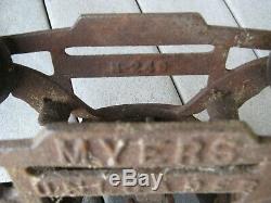 Antique Myers Myer's Unloader Steel Beam Hay Barn Carrier Trolley with H254 Pulley