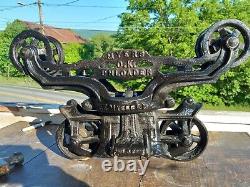 Antique Myers Ok Unloader Barn Hay Trolley Carrier Pulley Cast Iron H-321