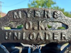 Antique Myers Ok Unloader Barn Hay Trolley Carrier Pulley Cast Iron H-321