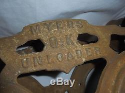 Antique Myers Ok unloader barn hay trolley carrier cast iron