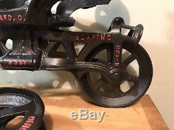 Antique Myers Unloader Cast Iron Hay Trolley Pulley Farm Tool NICE