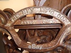 Antique NEY Mfg Co Hay Trolley with 6' of Track / Hanger Canton Ohio Circa 1875