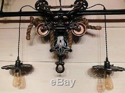 Antique Original F. E. Myers Hay Unloader/trolley Rustic Light Fixture & Track