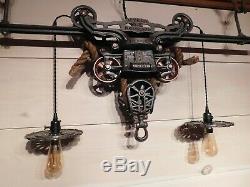 Antique Original F. E. Myers Hay Unloader/trolley Rustic Light Fixture & Track