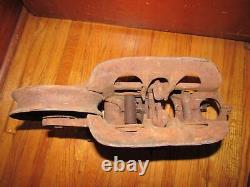 Antique PORTER hay trolley barn pulley cast iron farm tool carrier unloader