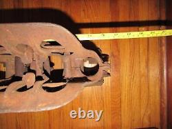 Antique PORTER hay trolley barn pulley cast iron farm tool carrier unloader