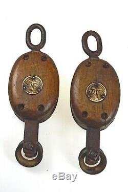 Antique Pair of Nautical / Maritime Pulleys, Block and Tackle. Keating, Canada