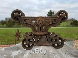 Antique Peerless Star Hay Trolley Barn Carrier Pulley Light Rustic Cabin Decor