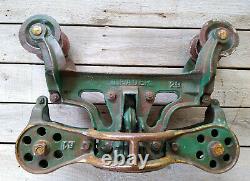Antique Primitive Cast Iron Leader Hay Trolley Carrier Unloader, Orig Paint