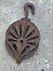 Antique Primitive THE Stowell co Barn Pulley CAST IRON Rustic Farm Tool PULLY