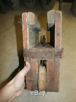 Antique Primitive Wooden L. P. Sprout Rope Barn Beam Pulley Stop Tool Block