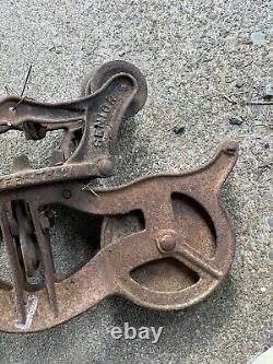 Antique Rare Cast Iron Hay Barn Trolley Unloader Carrier Farm Pulley LOUDEN NH
