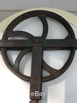 Antique Rope Pulley with Large HOOK steel/cast iron 1 rope 12 wheel