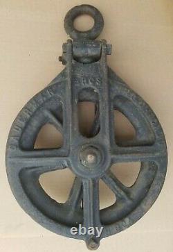 Antique Sauerman Brothers Industrial 21 Pulley, H624,12 wheel, Chicago, USA