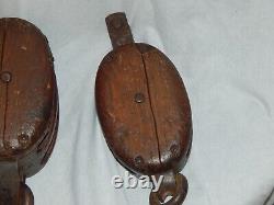 Antique Ship Rigging Salvaged Block Pulleys Single and Double Sheathing