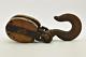 Antique Ships wooden single Pulley block withIron Hook Maritime Marine Nautical