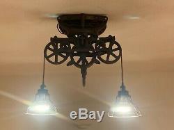 Antique Star Hay Carrier 493A Barn Farm Trolley Pulley CONVERTED Hanging Light