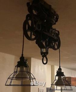 Antique Star Hay Carrier 493A Barn Farm Trolley Pulley CONVERTED Hanging Light