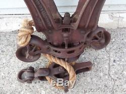 Antique Strickler Hay Trolley Carrier Barn Rustic Decor w Center Drop Pulley