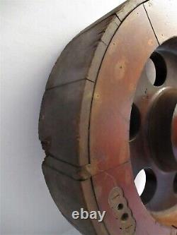 Antique TOC Wooden Machine Age Flat Belt Pulley Steampunk Wall Sculpture Nice