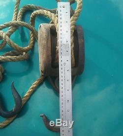 Antique Union Hardware Company Iron Wood Block Tackle Pulley