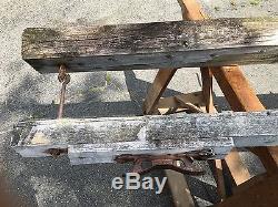 Antique Unloader Hay Trolley 14' Wood Track & Beam From Maine Barn