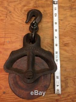 Antique Unusual Cast Iron Pulley Unmarked Patent Applied For Barn Salvage