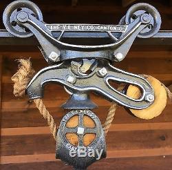 Antique VL Ney Hay Trolley Pulley Cast Iron Farm Primitive Tool