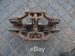 Antique Victor hay trolley barn pulley cast iron farm tool carrier unloader